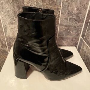 Topshop Black Patent Heeled Boots